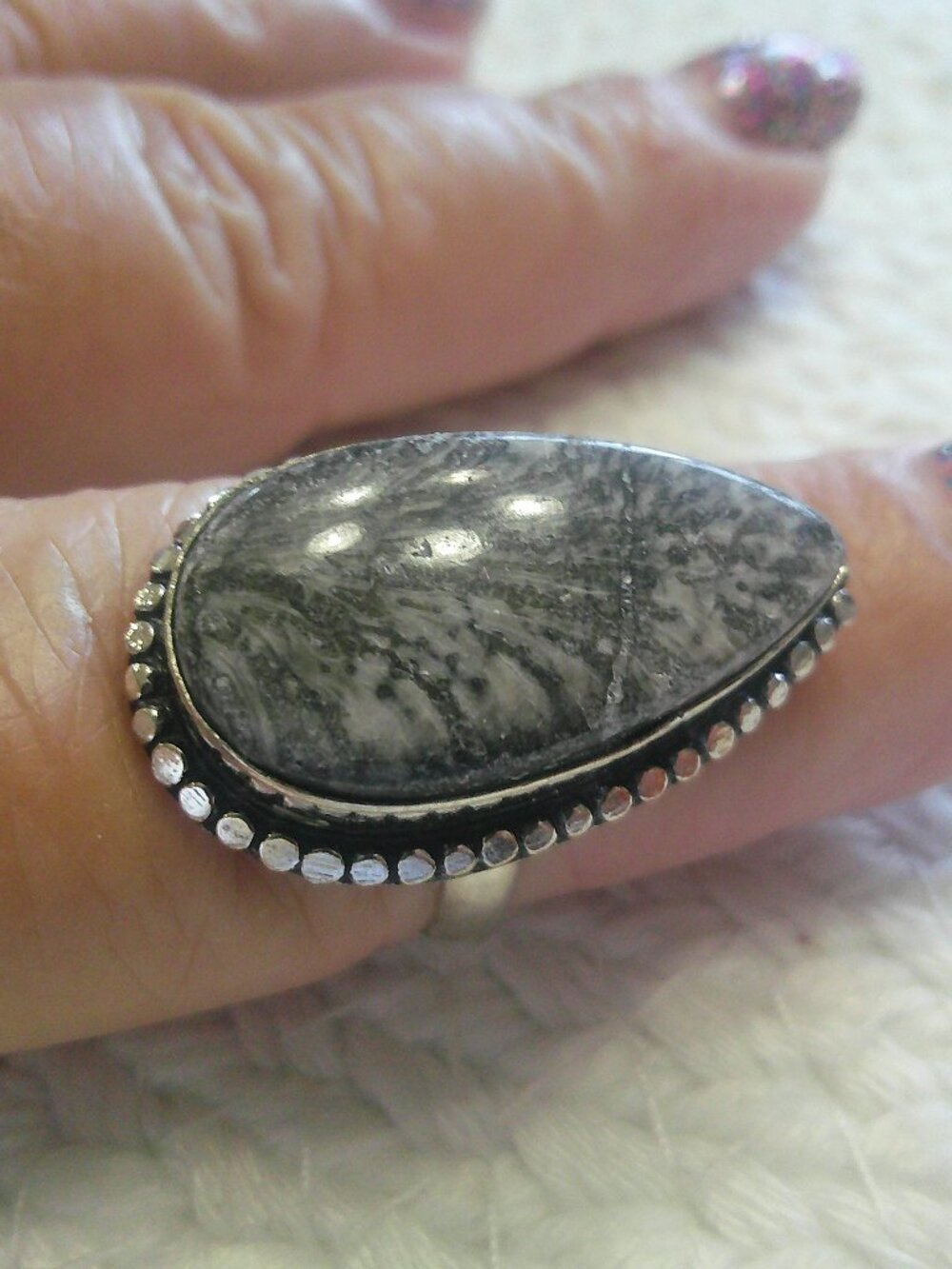 Unique STRINGRAY CORAL Handmade Sterling 925 Ring Size 9 #355F